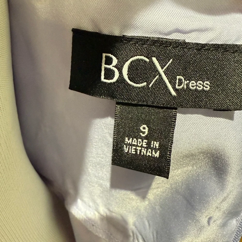 BCX  Embroidered Lined Lavender Nylon Fit & Flare Flocked Mesh Dress Sz 9